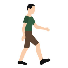 Fototapeta na wymiar isolated, silhouette boy walking, flat style