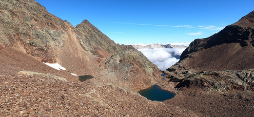 Coumette lakes near Montcalm peak, 3077 metres, Pyrenees, France.