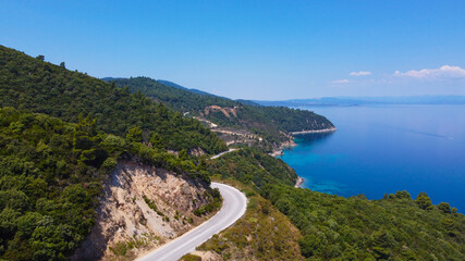 Aerial view of blue clear sea and coast 