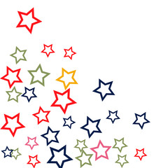 Colorful Stars Confetti, Mystery Sparkling Vector Background. Trendy Glowing Magic Glitter, Lights. Festive Falling Colorful Stars Confetti for Ads, Posters. 
