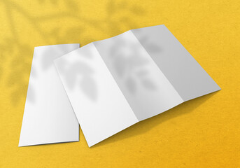 Realistic Two Tri-Fold Booklet, Postcard, Flyer or Brochure Mockup Template