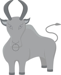 Ox in white metal colors - symbol 2021. Vector stock illustartion isolated on white background, template for 2021 New Year decoration.