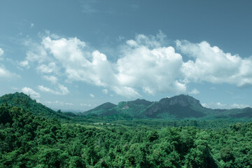 Fototapeta na wymiar landscape of mountains and sky during the rainy season. Khao Kho, Phetchabun Province in Thailand