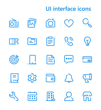 UI interface vector line icons set.