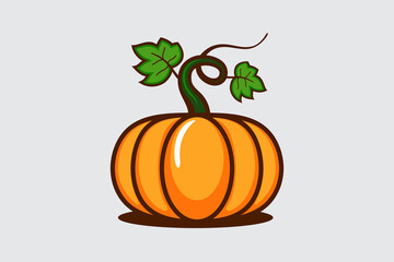 pumpkin vector graphic with stalks and leaves for any business