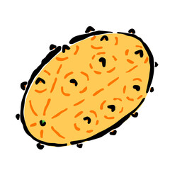 Illustration of Kiwano: Illustration like hand drawn illustration with ink and brush