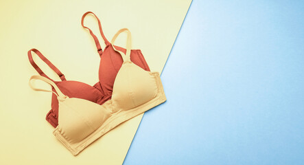 Pure cotton underwear on contrast color background, women fashion shopping concept