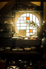 丸窓から差し込む光