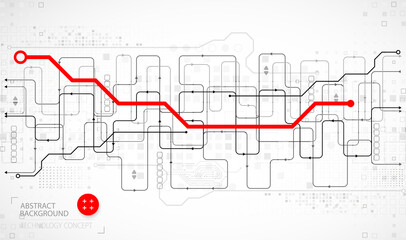 Abstract technology concept. Circuit board, high computer background. Vector illustration with space for content, web - template, business tech presentation.