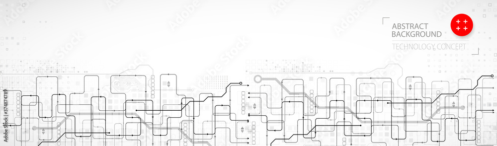 Leinwandbilder Abstract technology concept. Circuit board, high computer background. Vector illustration with space for content, web - template, business tech presentation.