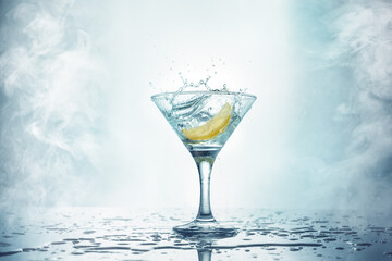 Lemon martini with splash and smoke