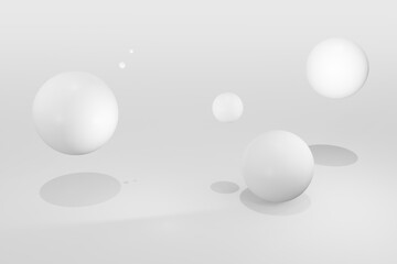 Realistic spherical 3D background image Abstract white background A white ball floating on the scene Suitable for printing and graphic design