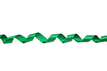 Green ribbon on white background with clipping path.