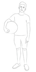 A sketch of a guy with a big ball under his arm