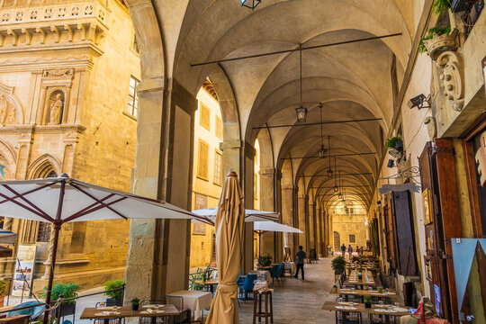 Arezzo, Tuscany - Italy: The Piazza Grande site of Giostra del Saracino and Antiques Fair