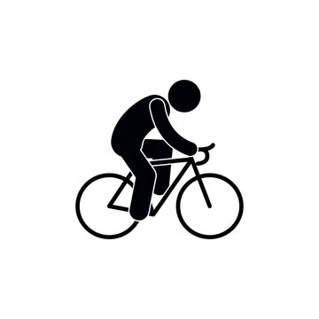 cyclist icon, isolated pictogram man rides, bike sign, stick figure people  vector de Stock | Adobe Stock