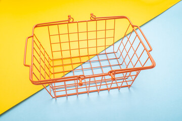 A shopping basket consumer shopping concept illustration on a stylish contrast color background