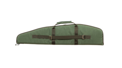 Green soft case for guns isolated for white back. Bag for storing and transporting weapons.