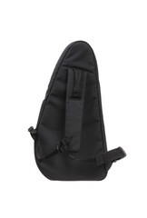 Fototapeta premium Small backpack with one shoulder strap. Black shoulder bag isolate on a white back.