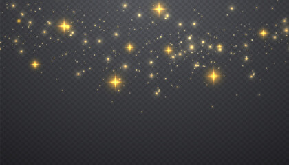 Fototapeta premium Star explodes on transparent background. Sparkling magic dust particles. Bright Star. The transparent shining sun, bright flash. Vector sparkles. To center a bright flash.