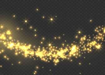 Fototapeta premium Yellow sparks glitter special light effect. Vector sparkles on transparent background. Christmas abstract pattern. Sparkling magic dust particles - 
