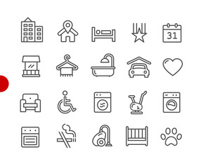 Hotel & Rentals Icons 2 of 2 // Red Point Series - Vector line icons for your digital or print projects.