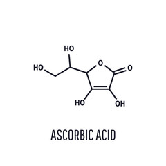 Vitamin C, ascorbic acid, ascorbate molecule. Skeletal formula, vector illustration isolated on white background