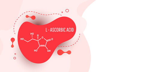 Structural chemical formula of L ascorbic acid isolated on white background, vector illustration. Medical concept