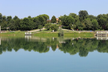 beautiful view and reflection of a lake