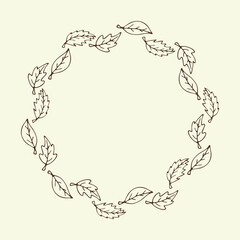 Leaf frame. Autumn background with leaf pattern