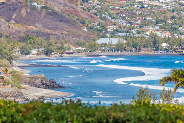 view of the coast of Saint-Leu, Reunion island 