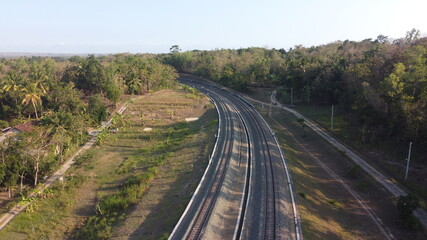 Obraz na płótnie Canvas aerial view of Indonesian railways