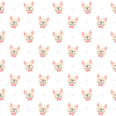 Obraz premium Cute french bulldog seamless pattern background