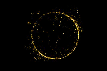 Abstract luxury gold ring. Vector light circles and spark light effect.