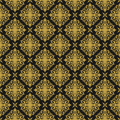 Fototapeta premium Vintage ornament seamless vector pattern damask gold ornate vignettes swirls