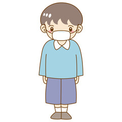 マスクをした男の子の全身像