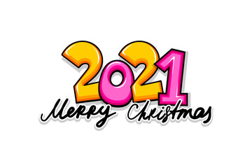 2021 cartoon new year number sketch style.