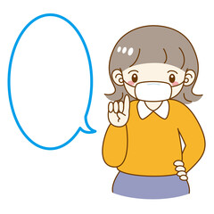 マスクをつけた女性　吹き出し付き