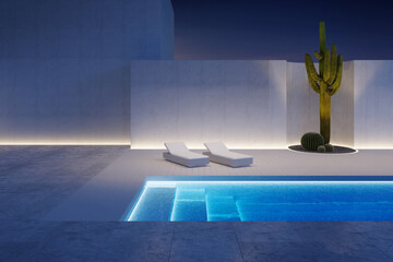 A luxury modern backyard with a swimming pool - 374883525