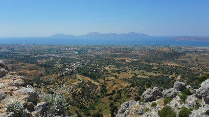 Fototapeta na wymiar View over a Coastal Plain and Neighboring Island, Island of Kos