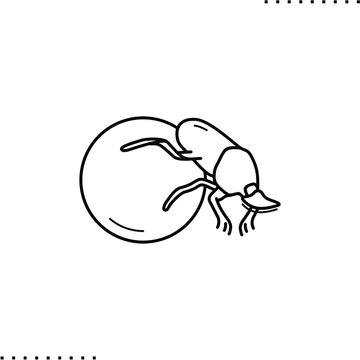 Dung-beetle, scarab vector icon in outline