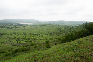 Obraz premium LANDSCAPE GREEN HILL SLOPE WITH CLOUD 