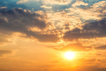 Fototapeta premium Colourful sunset with a lot of clouds and dramatic athmospere