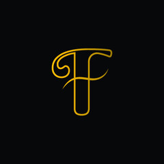 Initial Logo Letter F with gold color and black background