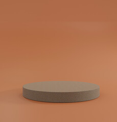 Cylinder podiums orange background. Abstract pedestal scene with geometrical. Scene to show cosmetic products presentation. Mock up design empty space,Showcase,shopfront,display case,3d illustration..