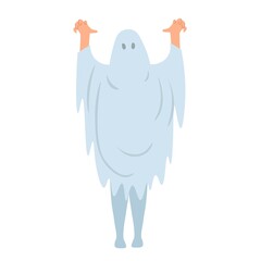  Halloween cartoon character ghost. Halloween costume. Vector illustration.