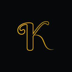 Initial Logo Letter K with gold color and black background