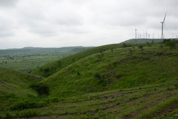 LANDSCAPE GREEN HILL SLOPE WITH CLOUD 