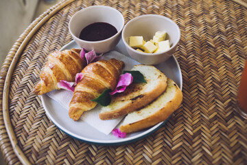Breakfast plate with fresh pastry
