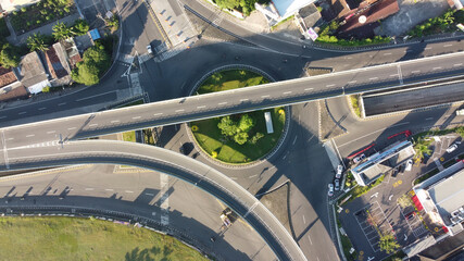 Yogyakarta, Indonesia - August 21, 2020 : top view of Jombor flyover